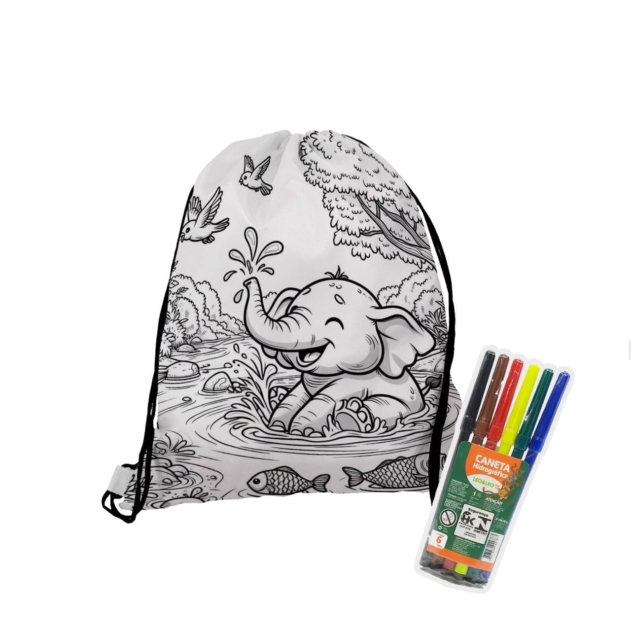 Sacochila Infantil Para Colorir Com Canetinha